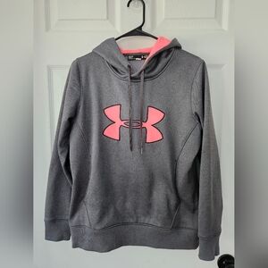 Under Armour Charcoal Hoodie with Neon Pink Logo